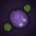 Innate immune system: natural killer cells with pathogen, vector illustration